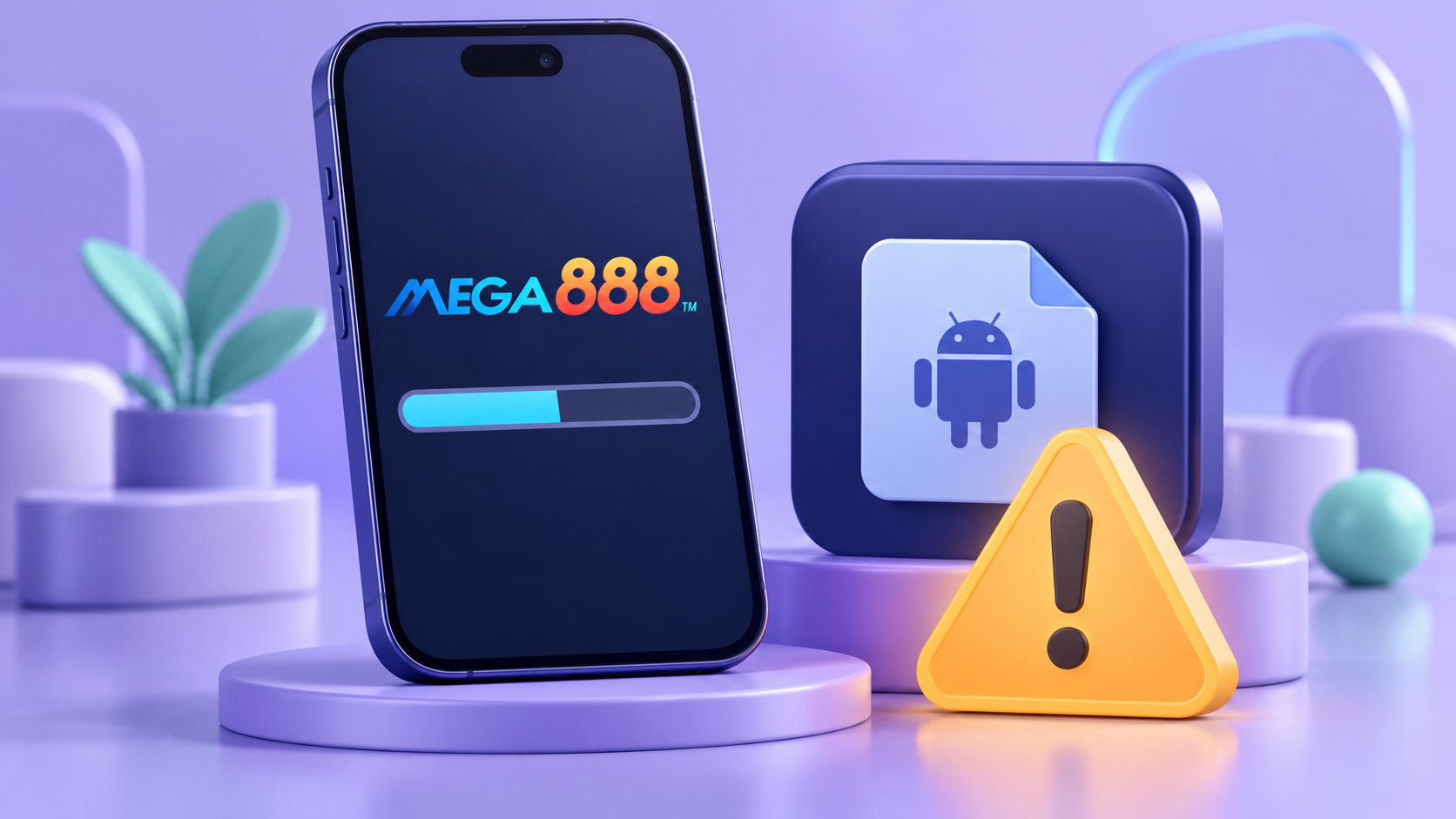 Kemajuan pemasangan Mega888 di sebelah simbol amaran