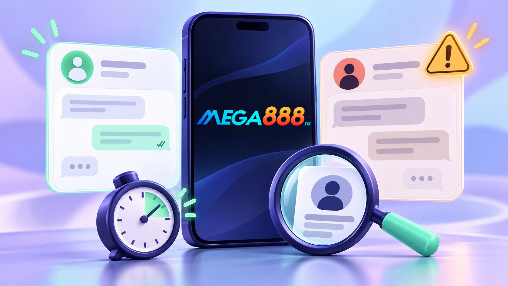 Telefon Mega888 di sebelah mesej mencurigakan, jam dan semakan identiti hubungan